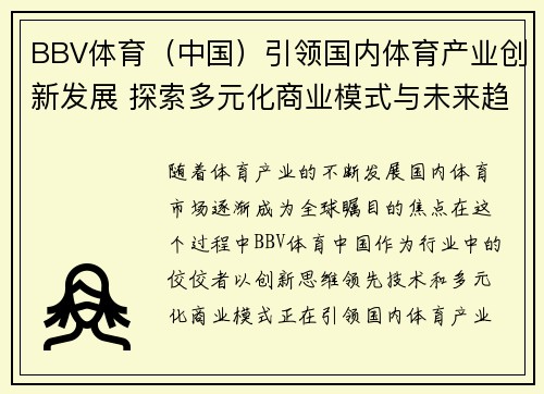 BBV体育（中国）引领国内体育产业创新发展 探索多元化商业模式与未来趋势